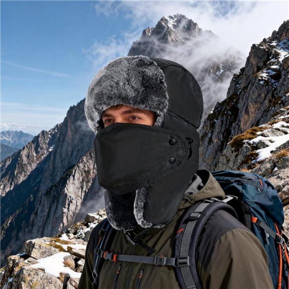 Winter Hats for Women Men Trapper Ushanka Hat with Ear Flaps Warm - Picture 5 of 7